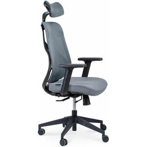 Офисное кресло NORDEN Имидж YS-0817H (D+T) черный пластик / серая сетка / серая ткань