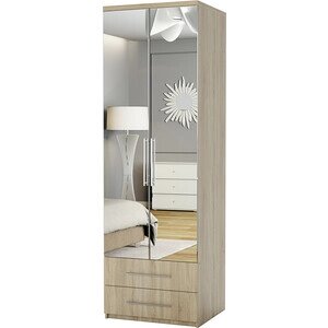Шкаф для одежды с ящиками Шарм-Дизайн Комфорт МШЯ-21 100х45 с зеркалами, дуб сонома