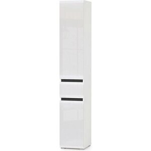 Шкаф с ящиком Моби Сидней корпус белый/чёрный, фасад белый глянец (13.202)