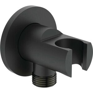 Шланговое подключение Ideal Standard Idealrain 1/2 с держателем душевой лейки, черный шелк (BC807XG)