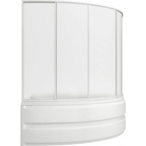 Шторка для ванны BAS Сагра 160 4 створки, стекло Грейп, белый (ШТ00038)