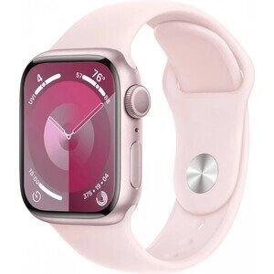 Смарт-часы Apple Watch Series 9 A2978 41мм OLED корп. розовый Sport Band рем. светло-розовый разм. брасл. 130-180мм (MR933LL/A)