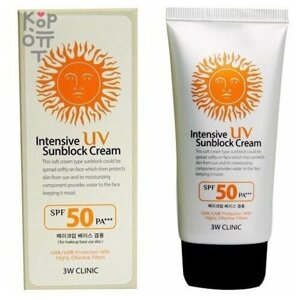 3W Clinic Intensive UV Sun Block Cream SPF 50PA Солнцезащитный крем для лица, 70мл.