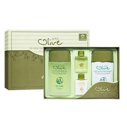 3W Clinic Набор с экстрактом оливы для ухода за мужской кожей Olive For Man Fresh 4 Set