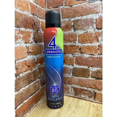 4 Seasons Hair Mousse Pro-Vitamin B5 4 Super Hold Мусс для волос с протеинами шелка Супер фиксация 225 мл