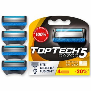 4 сменные кассеты TopTech Razor 5. Совместимы с Gillette Fusion5