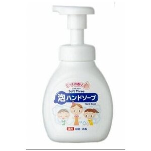 400018 "Mitsuei"Soft Three" Нежное пенное мыло д/рук, аромат персика (антисептич. 250 мл, 1/20