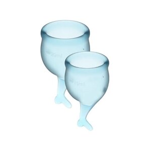 52871 Satisfyer Feel Secure Menstrual Cup, голубой. Набор менструальных чаш, 15 и 20 мл
