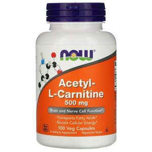 Acetyl-L-Carnitine NOW Foods, Ацетил-L-Карнитин 500 мг - 100 вегетарианских капсул