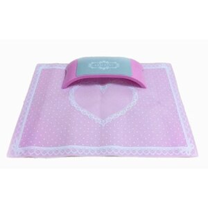 Аксессуар для маникюра Arm rest - подставка для рук, с резиновым ковриком, цвет розовый, 1 шт