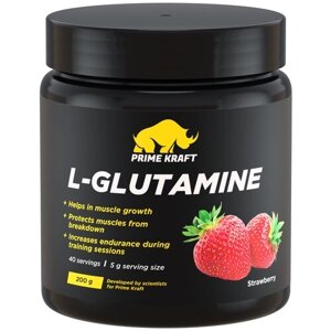 Аминокислота Prime Kraft L-Glutamine, клубника, 200 гр.