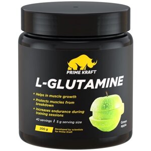 Аминокислота Prime Kraft L-Glutamine, зеленое яблоко, 200 гр.