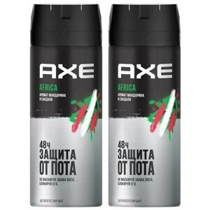 Антиперспирант AXE, мужской, дезодорант спрей AFRICA Мандарин и Сандал, 48 часов защиты без следов 150 мл, 2 шт.