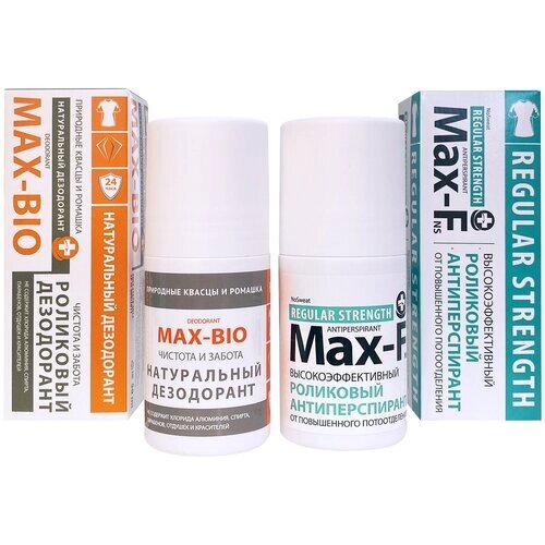 Антиперспирант от пота Max-f Regular Strength 15% и Натуральный дезодорант MAX-BIO Чистота и забота