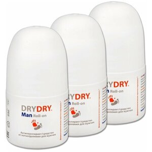 Антиперспирант роликовый Dry Dry Man Roll-on от обильного потоотделения, 50 мл, 3 шт.