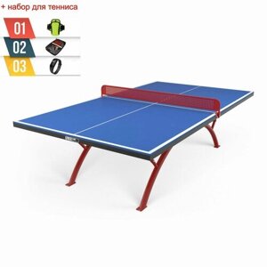 Антивандальный теннисный стол UNIX Line 14 mm SMC (Blue/Red) + набор для тенниса