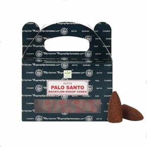 Ароматические благовония конусы пуля Satya Сатья Пало Санто Священное дерево Palo Santo стелющийся дым, 24 конуса