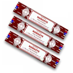Ароматические палочки благовония Satya Сатья Намасте Пожелание Удачи Namaste, 3 упаковки, 45 гр