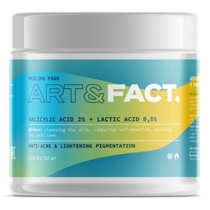 ART&FACT. Анти-акне пэды с салициловой кислотой 2% и молочной кислотой 0,5% для проблемной кожи, 115 мл, 115 мл