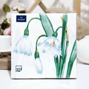 АртБукет Салфетки бумажные Art Bouquet "Белый цветок", 3 слоя,33x33, 20 листов