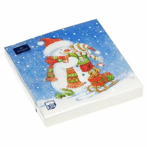 АртБукет Салфетки бумажные "Art Bouquet" Мальчик и снеговик, 3 слоя,33x33, 20 листов