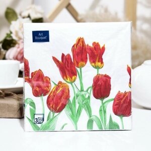 АртБукет Салфетки бумажные Art Bouquet "Тюльпаны красная леди", 3 слоя,33x33, 20 листов