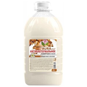 Aura clean Крем-мыло жидкое Антибактериальное миндальное молочко, 5 л, 5 кг