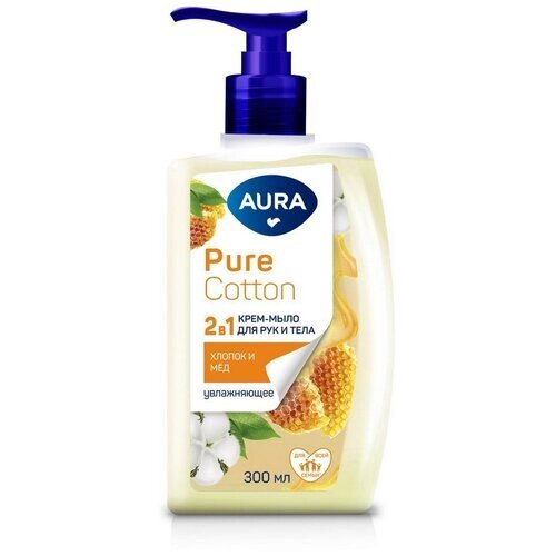 Aura Крем-мыло Pure Cotton Хлопок и мёд, 300 мл, 300 г