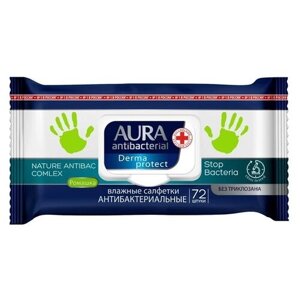 AURA Влажные салфетки Aura, антибактериальные, 72 шт.