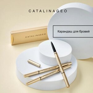 Автоматический карандаш для бровей Catalinageo с запаской, 0.2 г, оттенок 01 Black-Brown