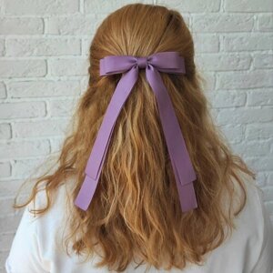 Бант заколка для волос на 1 Сентября репсовый ручной работы, фиолетовый 1 шт.