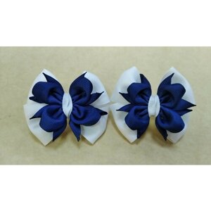 Бантики-бабочки темно-синие резиночки для волос