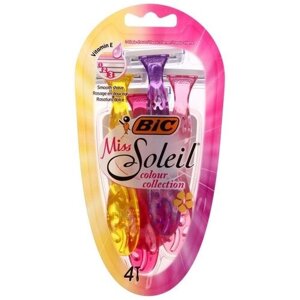 BIC Бритва женская BIC Miss Soleil Colour Collection, 3 лезвия, 4 шт.