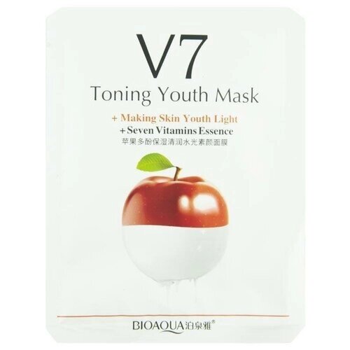 BioAqua Тканевая маска V7 с комплексом витаминов и экстрактом яблока, 30 г