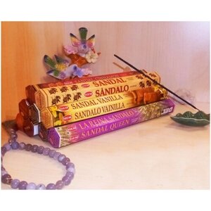 Благовония набор «Легендарный Сандал» аромапалочки 9 упаковок разных вкусов сандала, Индия ( антидепрессант, афродизиак, чистка ауры и помещения)