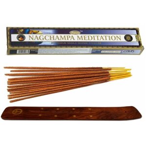 Благовония Ppure NAGCHAMPA MEDITATION (НагЧампа Медитация), 15 гр, 12 палочек + подставка