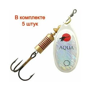 Блесна для рыбалки AQUA AGLIA 04,0g, лепесток № 2, цвет A0-23 (серебро, красный, черный), 5 штук в комплекте