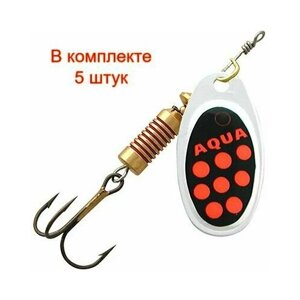 Блесна для рыбалки AQUA COMET 04,0g, лепесток № 2, цвет CO-21 (серебро, черный, красный), 5 штук в комплектеа