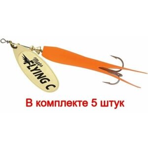 Блесна для рыбалки вращающаяся Mepps AGLIA FLYING C, 25g №3 Gold/Orange, комплект из 5 штук