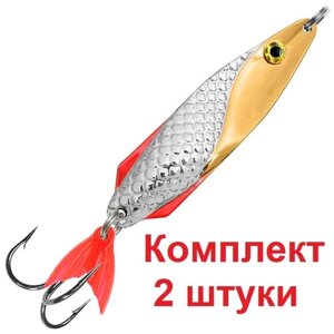 Блесна летняя AQUA для рыбалки финт 34,0g цвет 05 (серебро, золото), 2 штуки в комплекте