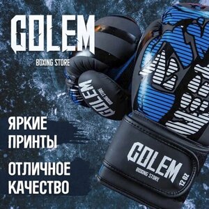 Боксерские перчатки "GОLEM" 12 унций, детские/взрослые сине черные для девочек и мальчиков