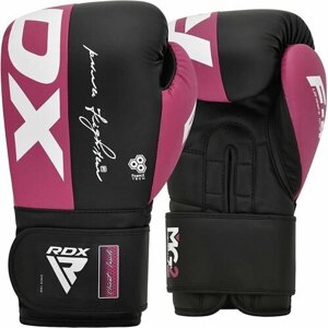 Боксерские перчатки RDX F4 черно розовые, 10 унций.