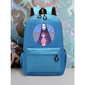 Большой голубой рюкзак с DTF принтом аниме унесенные призраками - 2307