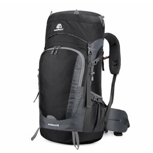Большой трекинговый рюкзак Weikani для путешествий, походов, кемпинга 65 литров с дождевиком цвет черный