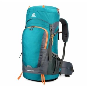 Большой трекинговый рюкзак Weikani для путешествий, походов, кемпинга 65 литров с дождевиком цвет зеленый