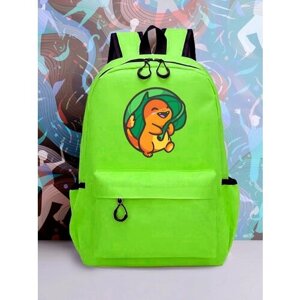 Большой зеленый рюкзак с DTF принтом аниме покемоны - 2248