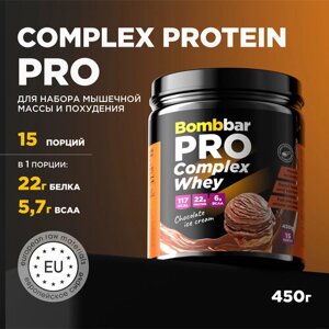 Bombbar Pro Complex Whey Protein Многокомпонентный протеин без сахара "Шоколадный пломбир", 450 г