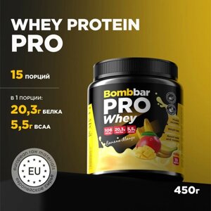 Bombbar Pro Whey Protein Протеиновый коктейль без сахара "Банан-манго" 450г