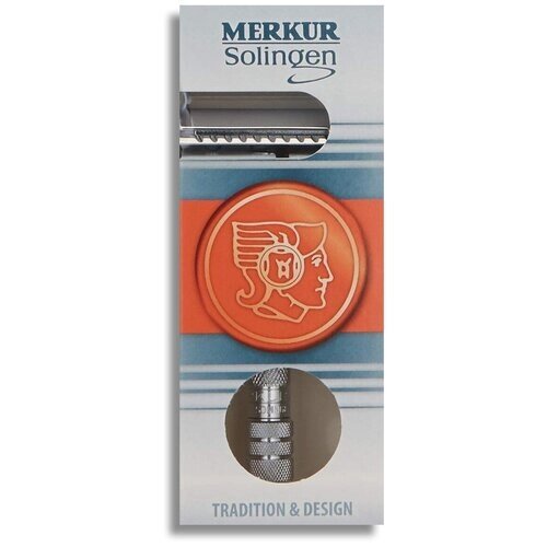 Бритва для мужчин MERKUR станок Т-образный для бритья хромированный, лезвие в комплекте 1 шт. 9033001