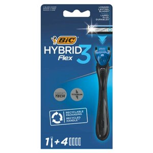 Бритва мужская, BIC Hybrid 3 Flex, 1 ручка и 4 сменные кассеты